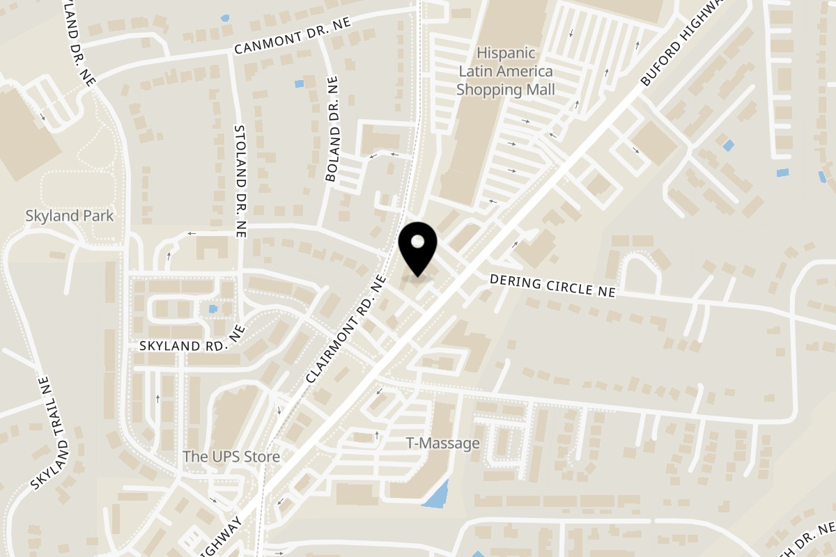 Map showing the location of Bismillah Cafe on 4022 Buford Hwy NE in Atlanta